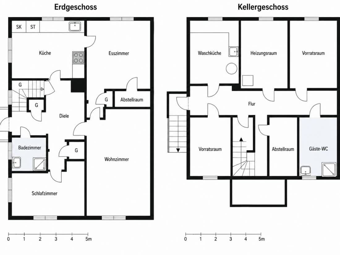 Grundriss des Ferienhauses Ullevi über mehrere Ebenen