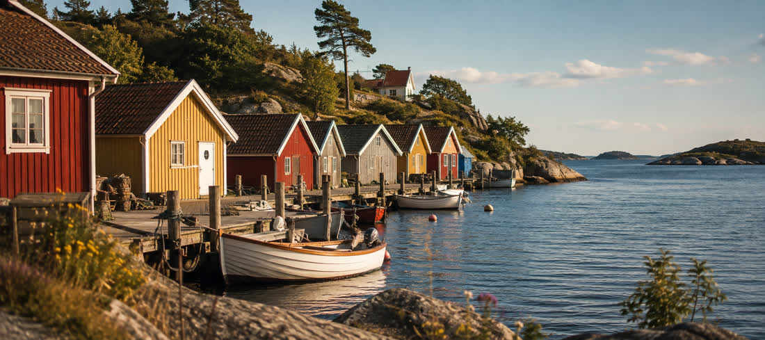 Kleiner Hafenort an der Ostseeküste in Småland, Stimmungsbild