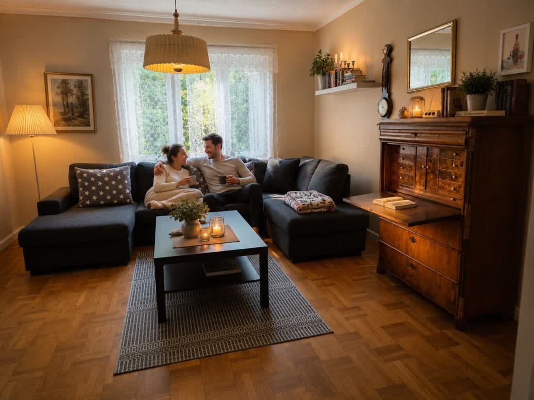 Wohnzimmer mit Sitzecke in Ullevi